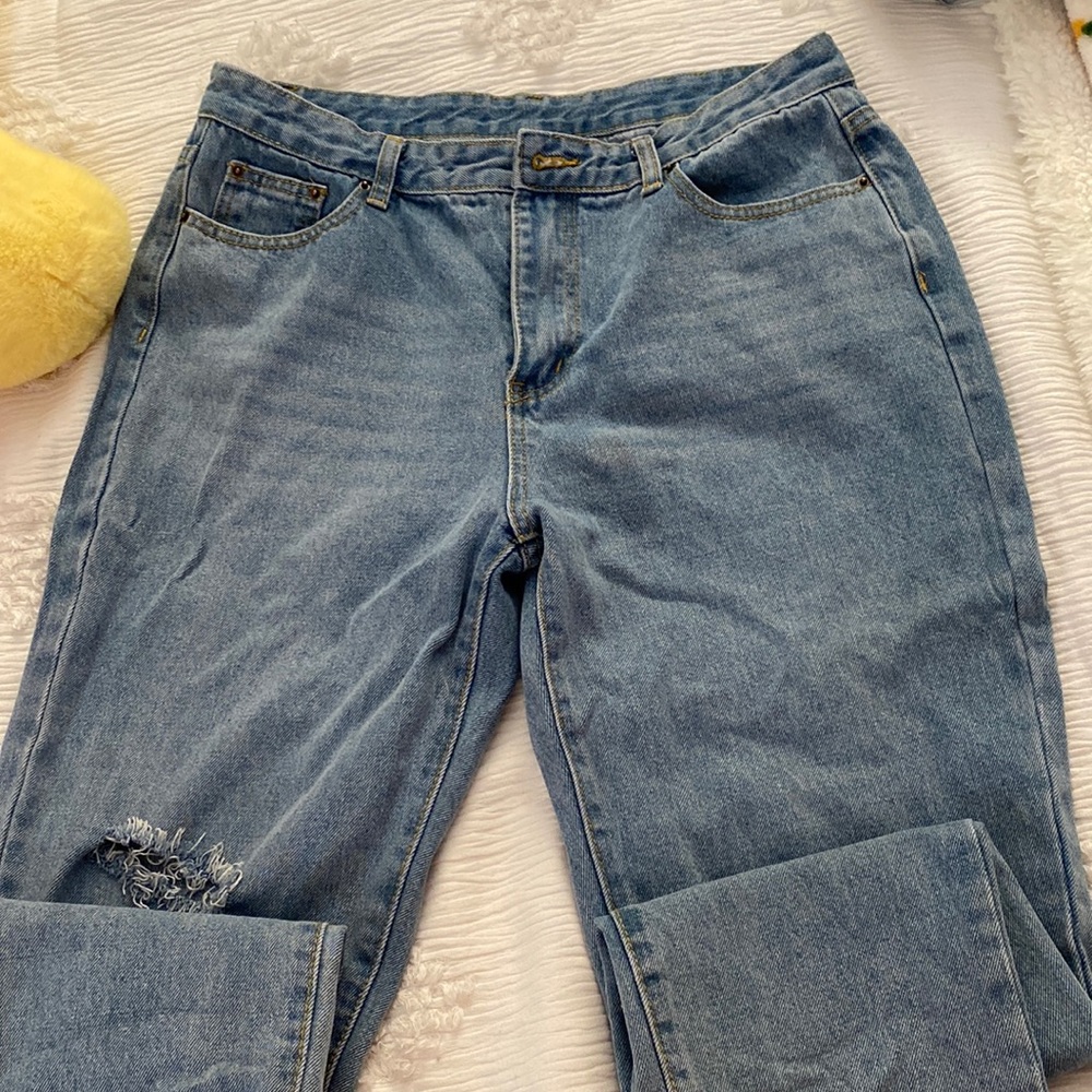 Shein blue dad jean style